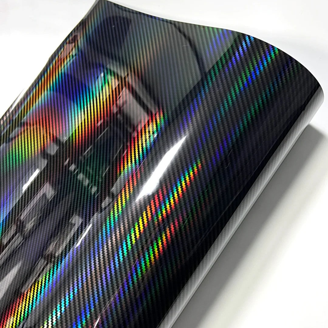Carbon Fiebr Holographic Wrap material sample