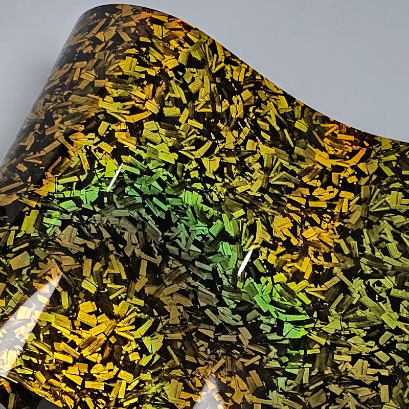 Gloss Holographic Gold Rainbow Forged Carbon material sample