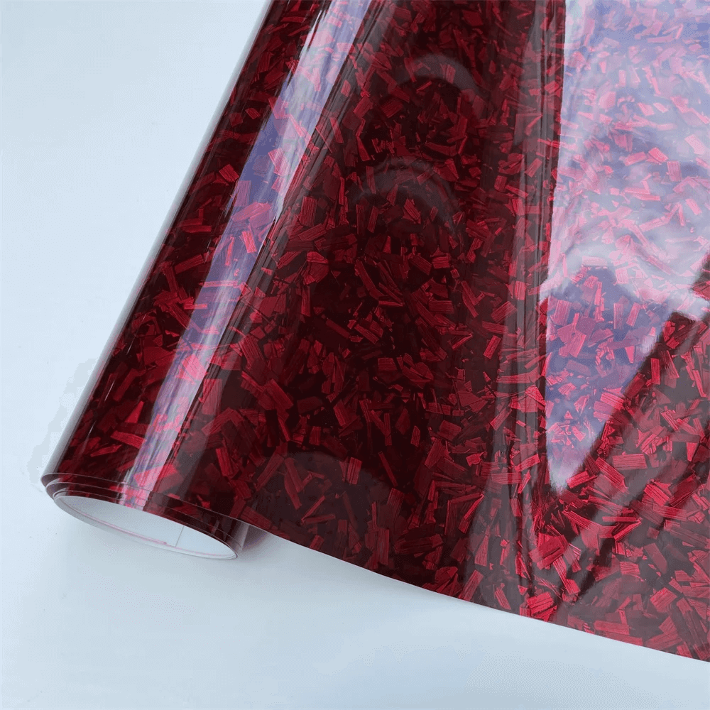 Gloss Red Forged Carbon Fiber material sample
